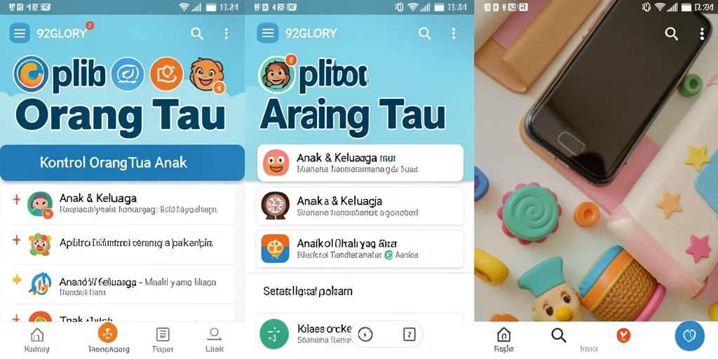 Tampilan antarmuka 92GLORY yang intuitif untuk kontrol orang tua.