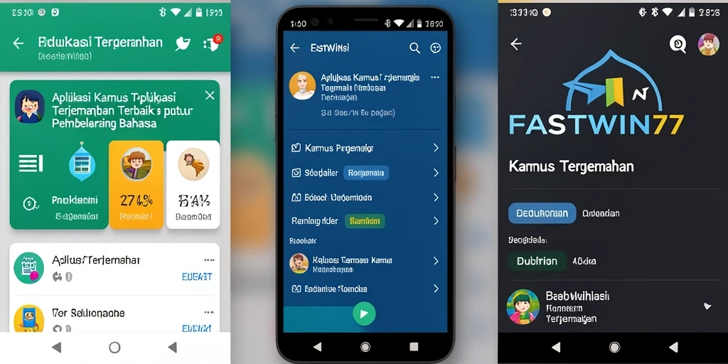 Screenshot antarmuka FASTWIN77 menunjukkan fungsi Kamus Terjemahan yang intuitif.