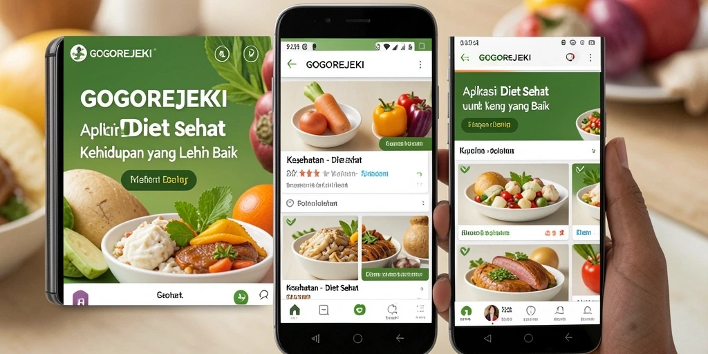Antarmuka aplikasi GOGOREJEKI untuk diet sehat dan pengaturan makanan.