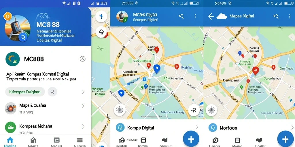 Tampilan antarmuka sederhana dan intuitif untuk penggunaan kompas digital.