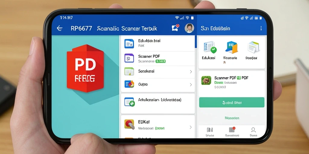 Antarmuka pengguna aplikasi Scanner PDF RP6677 yang intuitif dan responsif.