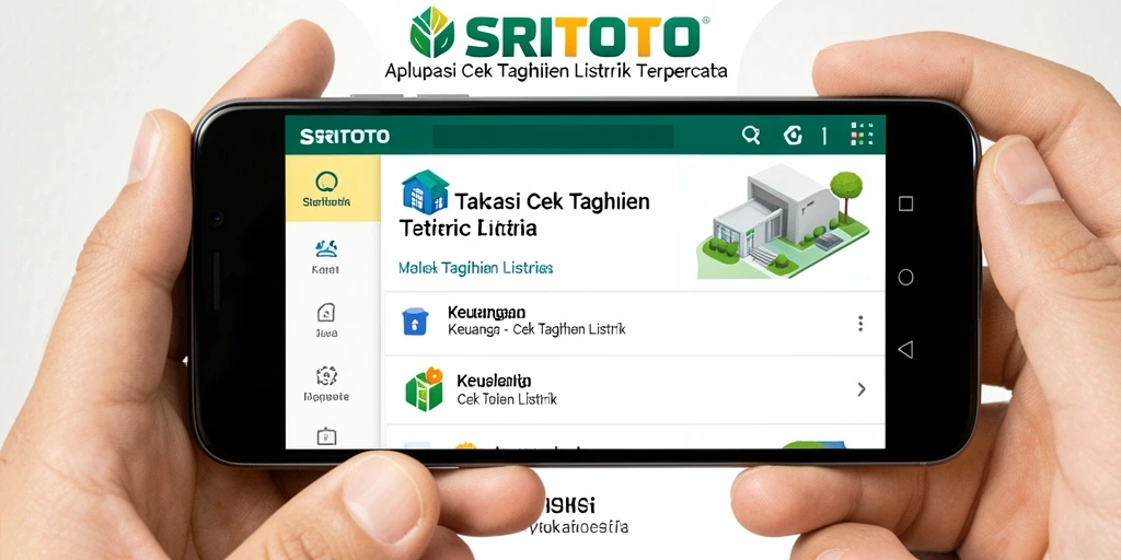 Tampilan antarmuka aplikasi SRITOTO untuk cek tagihan listrik.