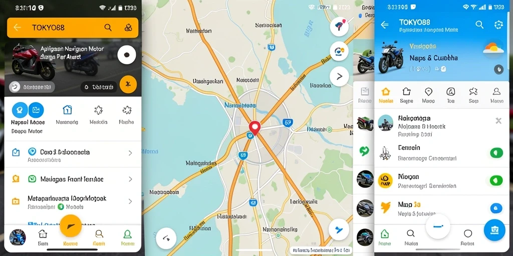 Tampilan antarmuka aplikasi TOKYO88 yang intuitif dan informatif untuk navigasi motor.