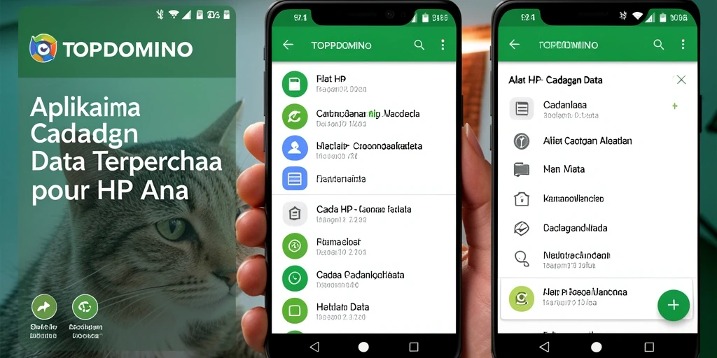 Screenshot antarmuka aplikasi TOPDOMINO untuk cadangan data.
